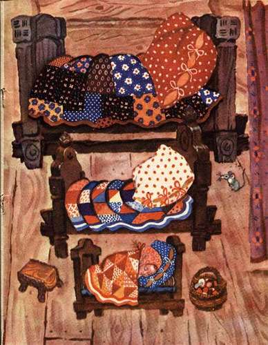 Девочка спит на Мишенькиной кроватке, рисунок картинка
