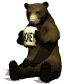 медведь ест мед, анимашка