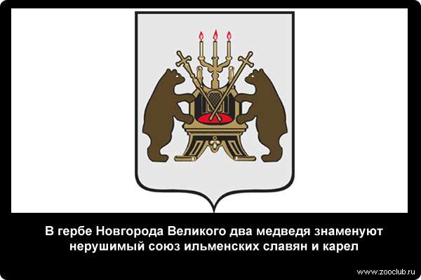  В гербе Новгорода Великого два медведя знаменуют нерушимый союз ильменских славян и карел