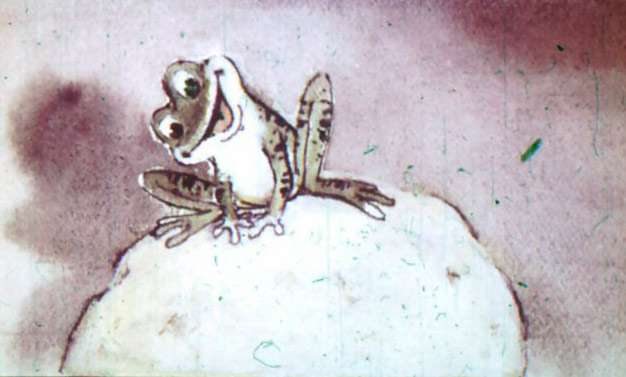 Лягушка сидит на компе масла, рисунок картинка сказки о животных