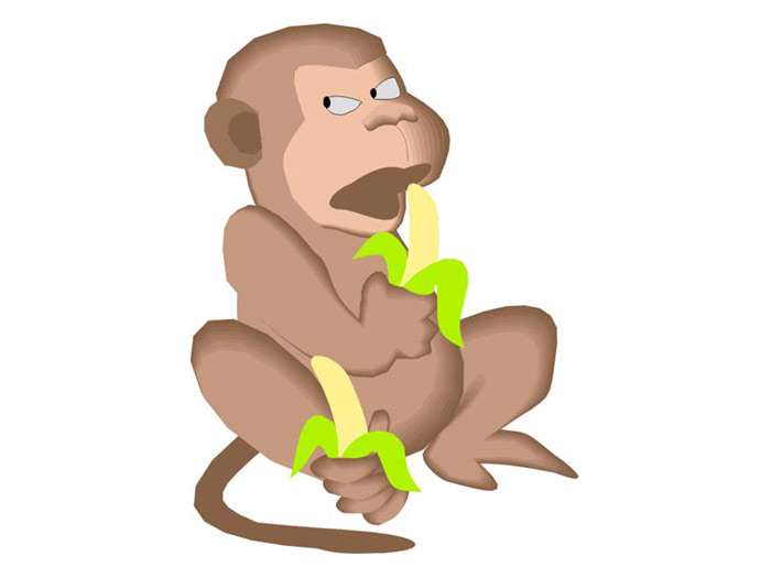 Обезьяна ест бананы, рисунок картинка сказки о животных для детей
