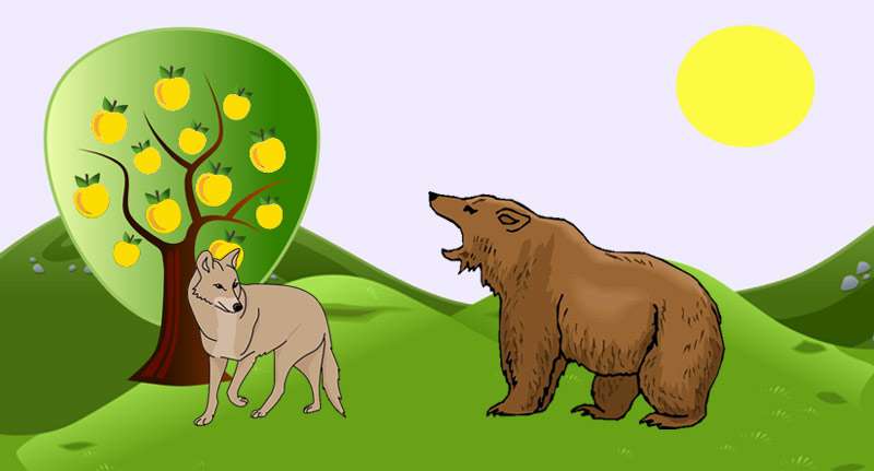 Койот пригласил в гости медведя, рисунок картинка сказки о животных 