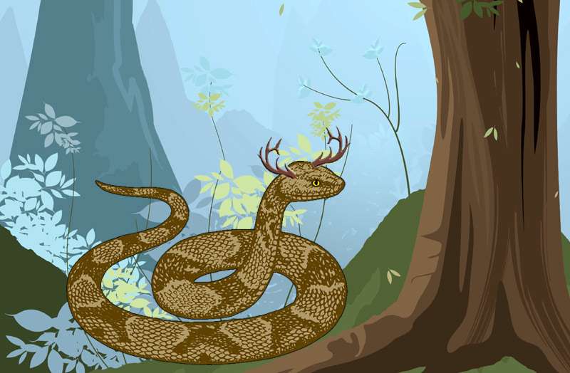 Змея с рогами, рисунок картинка