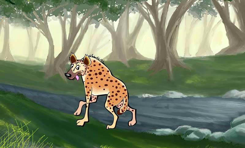 Глупая гиена, рисунок картинка сказки о животных для детей