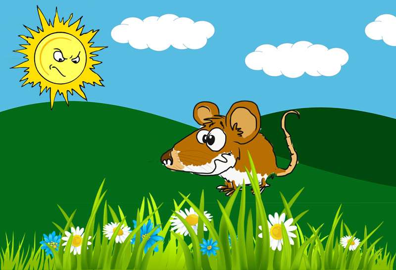 Солнце недовольно мышонком, рисунок картинка иллюстрация к сказке