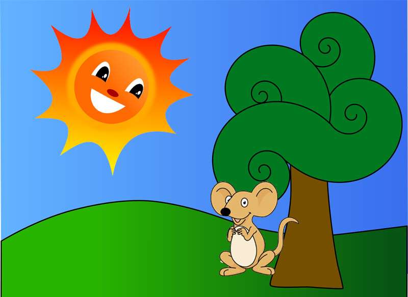 Мышь разговаривает с солнцем, рисунок картинка иллюстрация к сказке