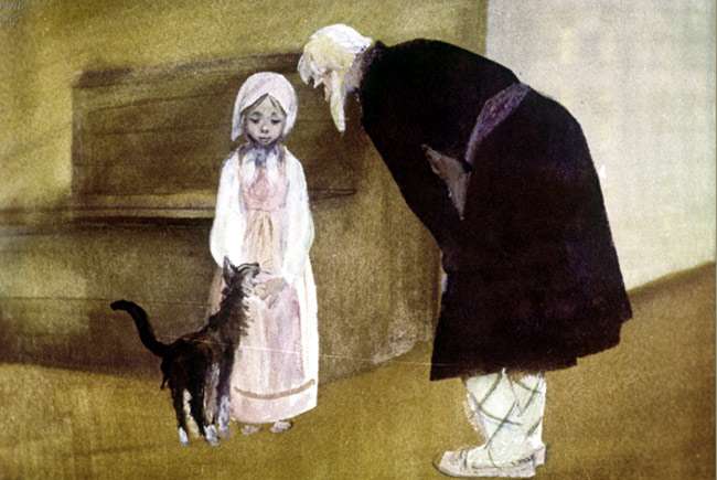 Даренка, кошка и Кокованя, рисунок иллюстрация к сказке
