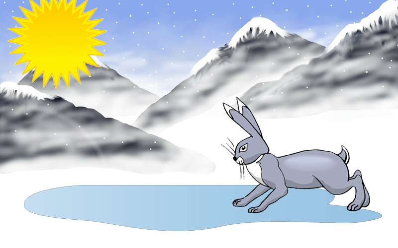 Заяц и лёд, рисунок иллюстрация к сказке