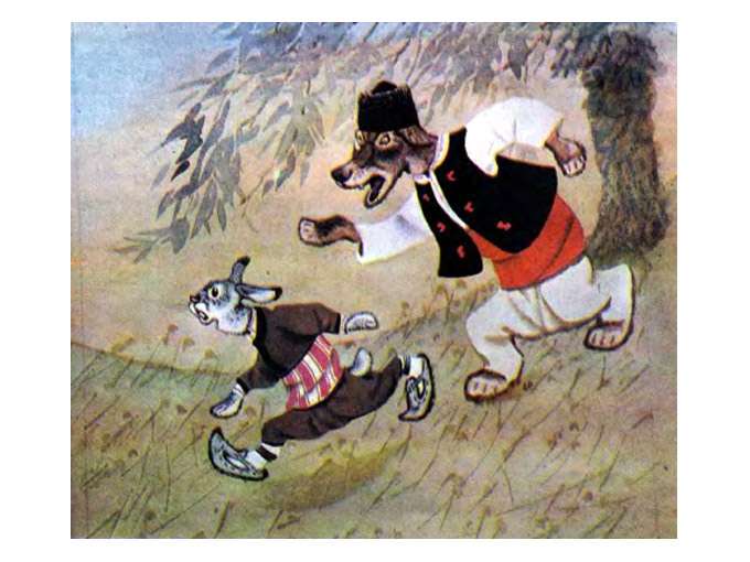 Заяц украл царвули, рисунок иллюстрация к сказке