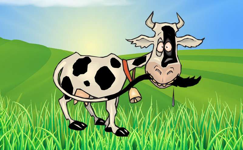 Голодная корова, рисунок картинка