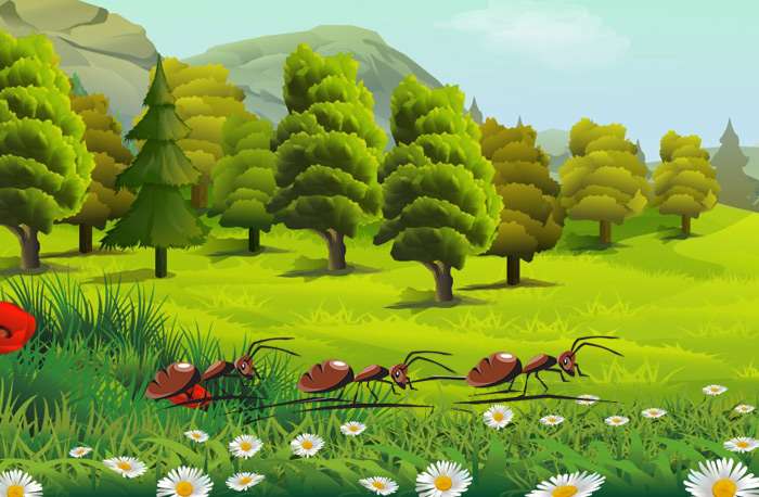 Муравьи ползут по лесу, рисунок картинка