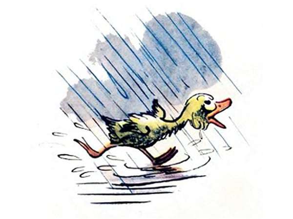 Грязнуля Тяпик под дождем, рисунок иллюстрация к сказке