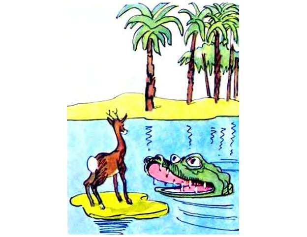 Кончиль и крокодил, рисунок иллюстрация к сказке