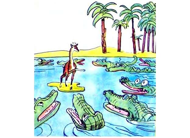 Кончиль считает крокодилов, рисунок иллюстрация к сказке