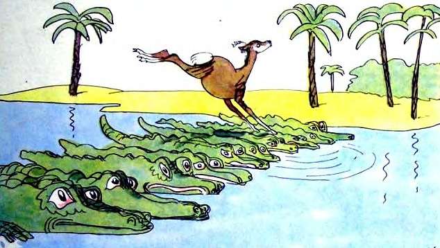 Хитрый Кончиль убегает в джунгли, рисунок иллюстрация к сказке