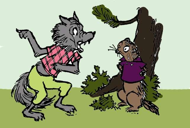 Волк и Хорек, рисунок иллюстрация
