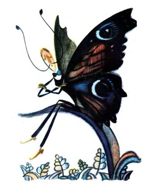Бабочка отказалась помогать сверчку, рисунок иллюстрация