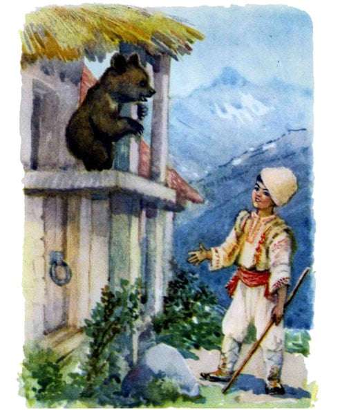 Мальчик и медвежонок, рисунок иллюстрация