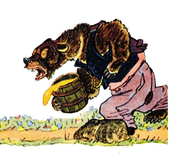 Медведь споткнулся о камень, рисунок иллюстрация