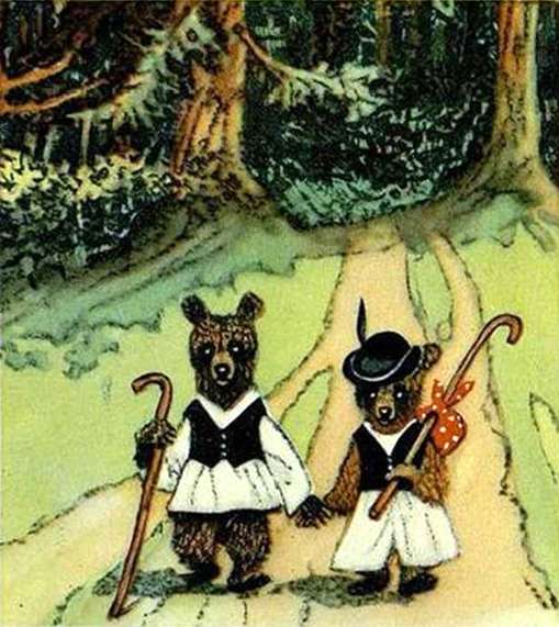 Два брата-медвежонка отправились в путь, рисунок иллюстрация