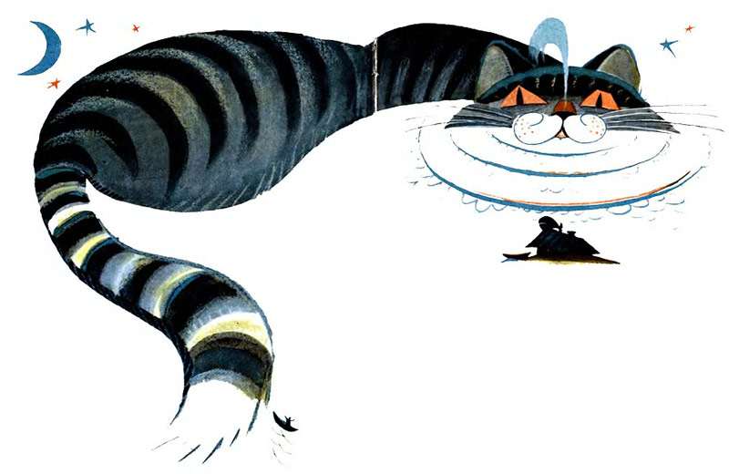 Кот и Кит, рисунок иллюстрация