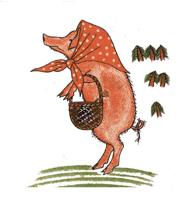 Свинья домовница, рисунок иллюстрация