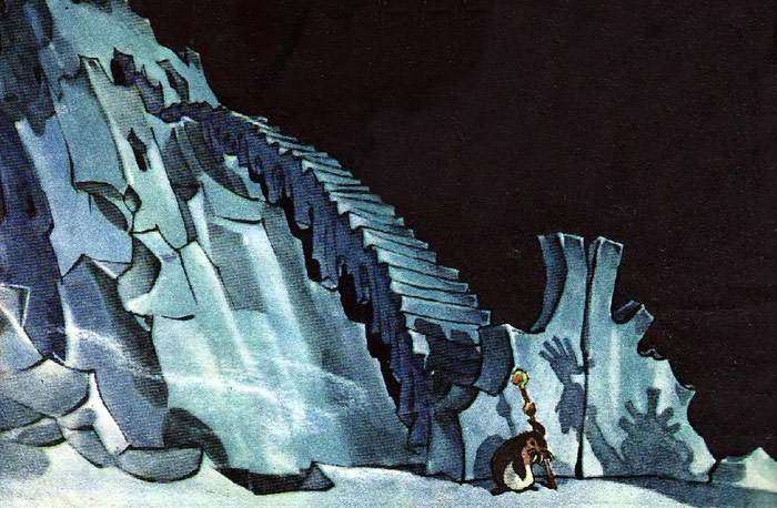 Морж охраняет мост, рисунок иллюстрация