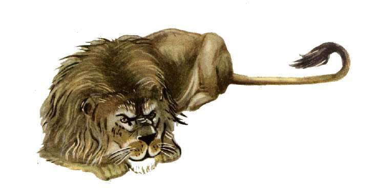 Задумчивый лев, рисунок иллюстрация