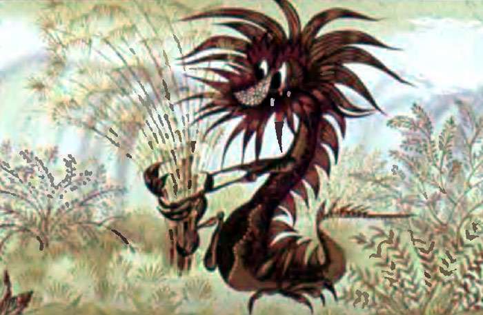 Дракон трясет бамбук, рисунок иллюстрация