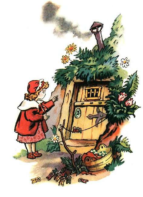 Люси наткнулась в лесу на домик, рисунок иллюстрация