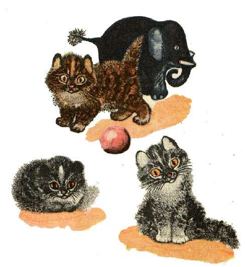 Три забавных котенка, рисунок иллюстрация