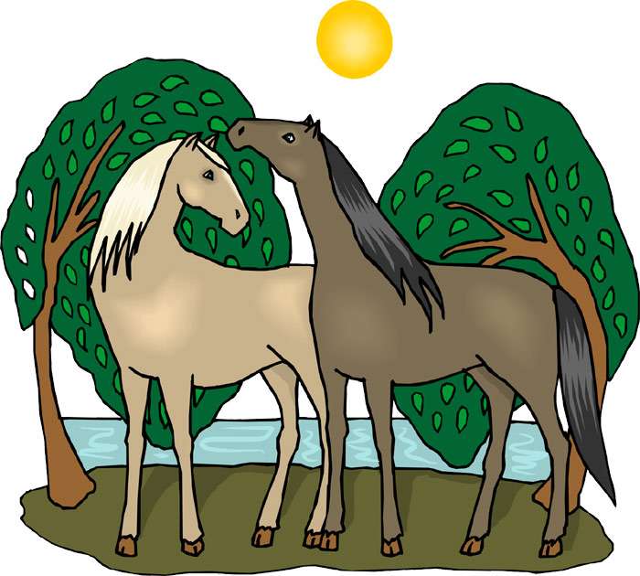 Две лошади, рисунок иллюстрация