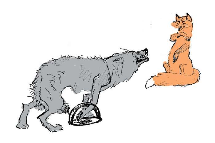 Волк попал в капкан, рисунок иллюстрация