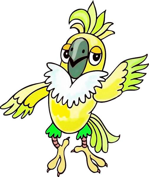 Забавный попугай, рисунок иллюстрация