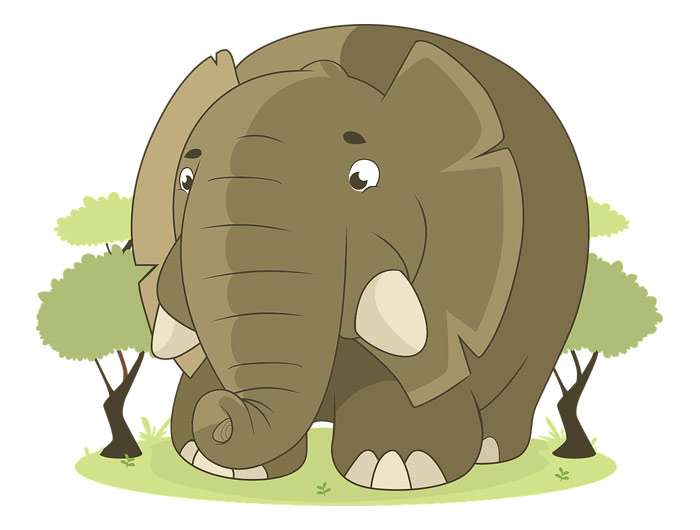 Коричневый слон, рисунок иллюстрация