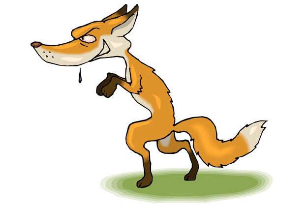 Лиса, крадущаяся лисица, рисунок иллюстрация