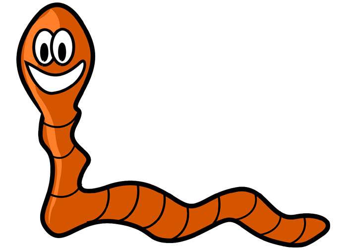 Веселый червь червяк, рисунок иллюстрация