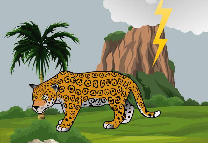 Ягуар и молния, рисунок иллюстрация