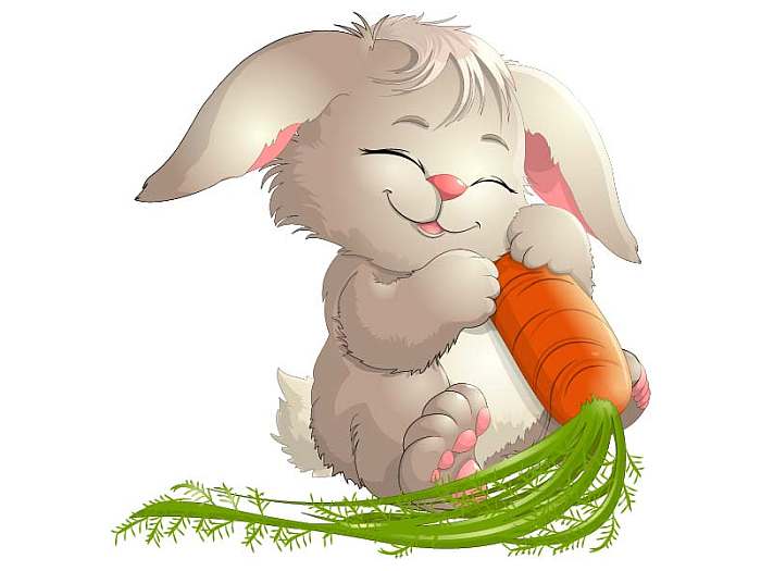 Заяц с большой морковкой, рисунок иллюстрация