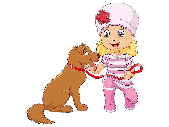 Девочка лечит щенка, рисунок иллюстрация