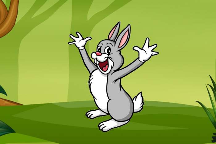 Заяц кролик машет лапами и кричит привет, рисунок иллюстрация