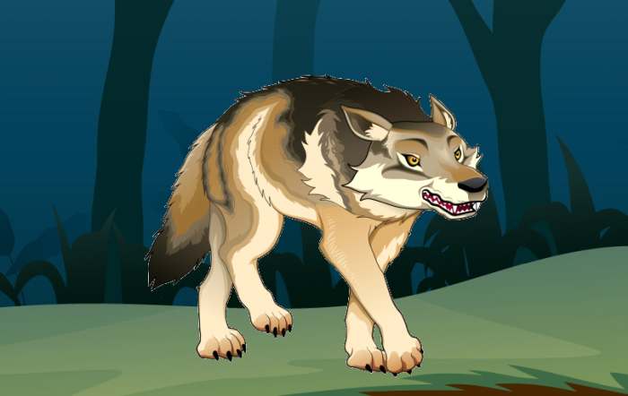 Злой оскалившийся волк, рисунок иллюстрация