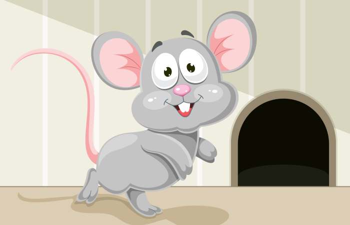 Мышь около норки, рисунок иллюстрация