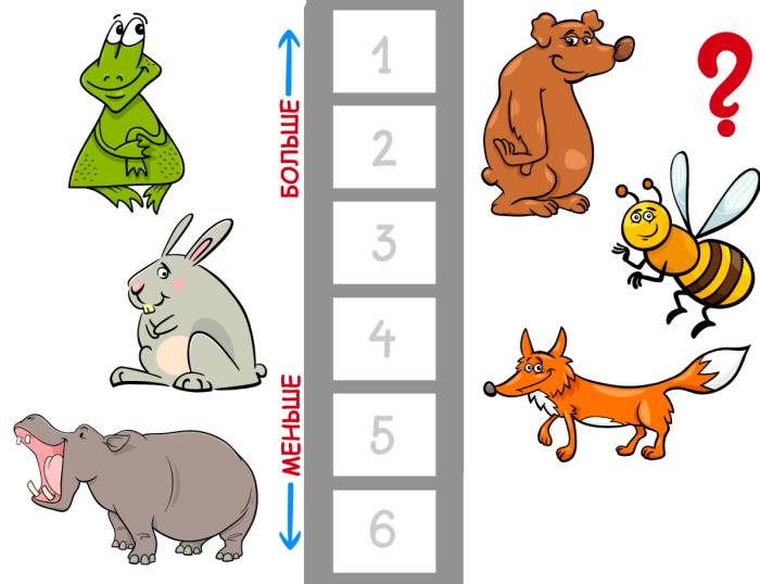 Игра для детей - разложи животных по размеру