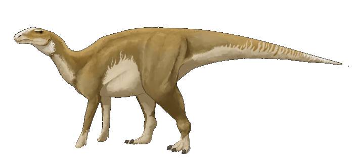 Гадрозавра (утконосый динозавр), реконструкция, рисунок картинка, вымершие животные