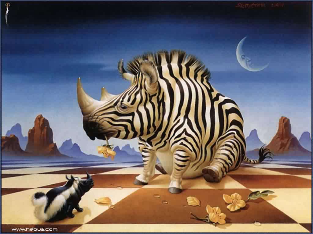 Что будет, если скрестить носорога с зеброй или со скунсом?, прикольное фото смешная картинка