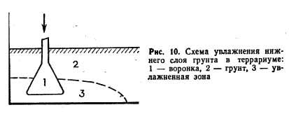 Рис 10. Схема увлажнения нижнего слоя грунта в террариуме